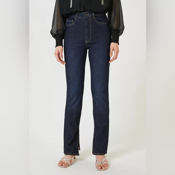 Pilcro Anthropologie The Split Straight Jeans Split Ankle Hem Medium Wash Trendy - Picture 5 of 13